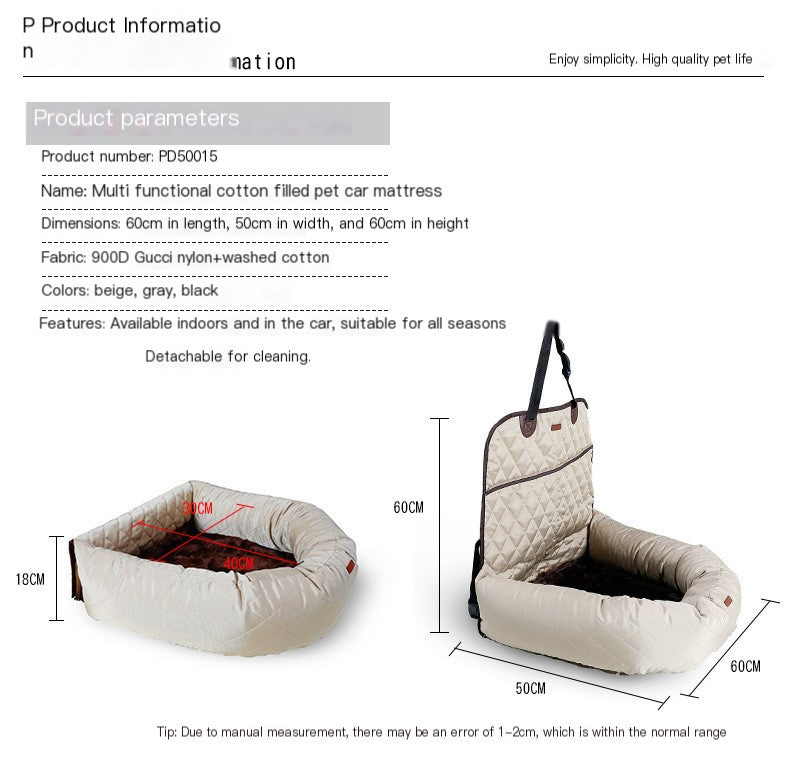 New Multifunctional Pet Car Bed with Thick Cushion