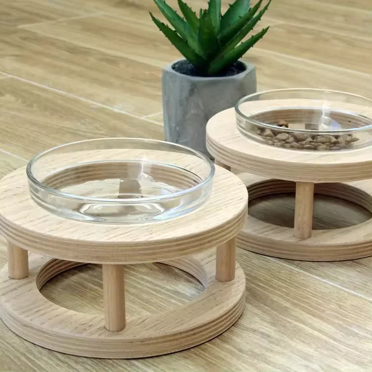 Bowls Feeders with Wooden Stand for Pets